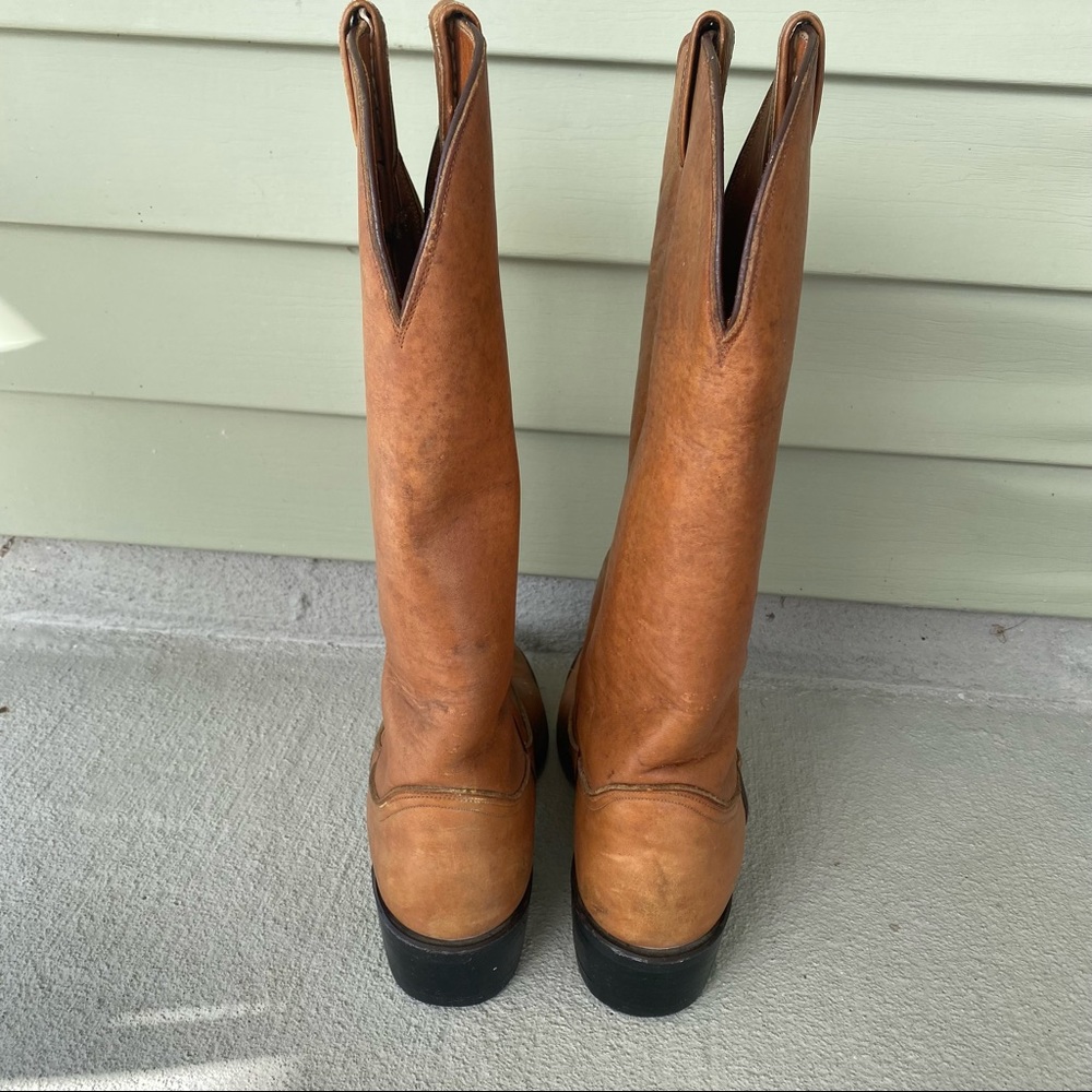 Vintage Tony Lama Men’s Brown Leather Western Cowboy Boots Size 8 D 5062 - Picture 4 of 9